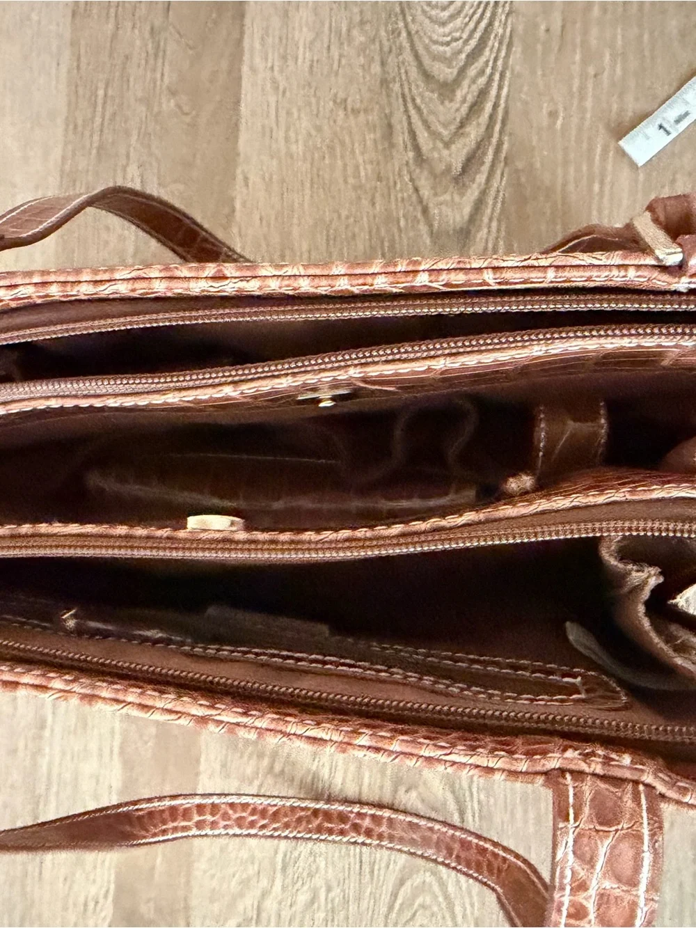 Vintage Liz Claiborne Brown Croc-Embossed Tote Bag